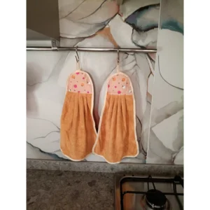 2 Asciugamani da cucina morbidi e assorbenti colore caffe 26 x 40 con occhiello fantasia frutta