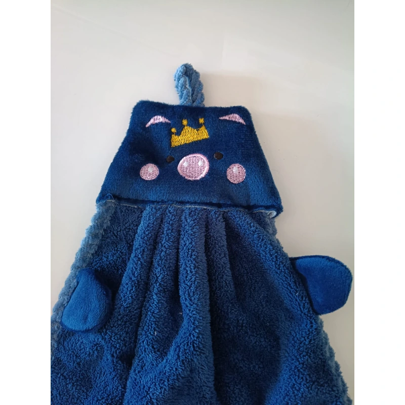 Set 4 Asciugamani a forma di maialino con occhiello in pile corallo per bagno o cucina in diversi colori - immagine 5