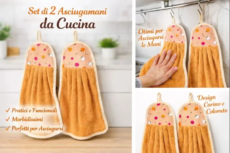 2 asciugamani frutta color caffè