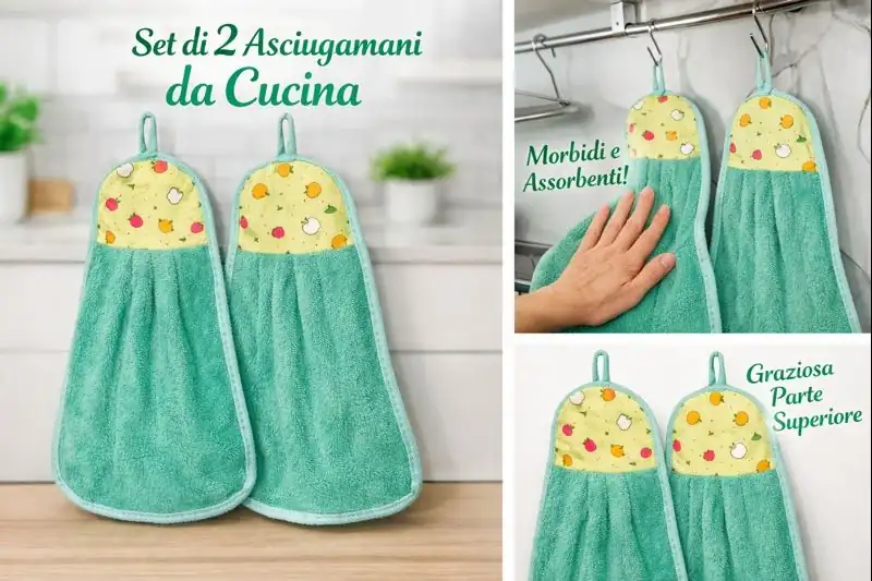 2 asciugamani frutta color verde