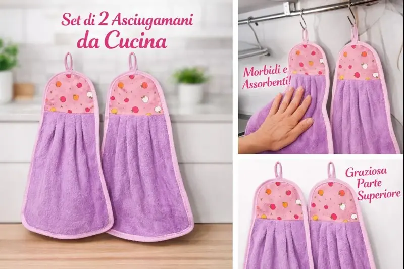 2 asciugamani fruuta color viola