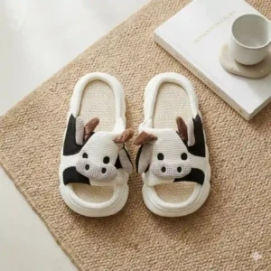Ciabatte da casa mucca slip-on con suola spessa | Ciabatta morbida aperta | Facile da infilare e comoda da tenere tutto il giorno