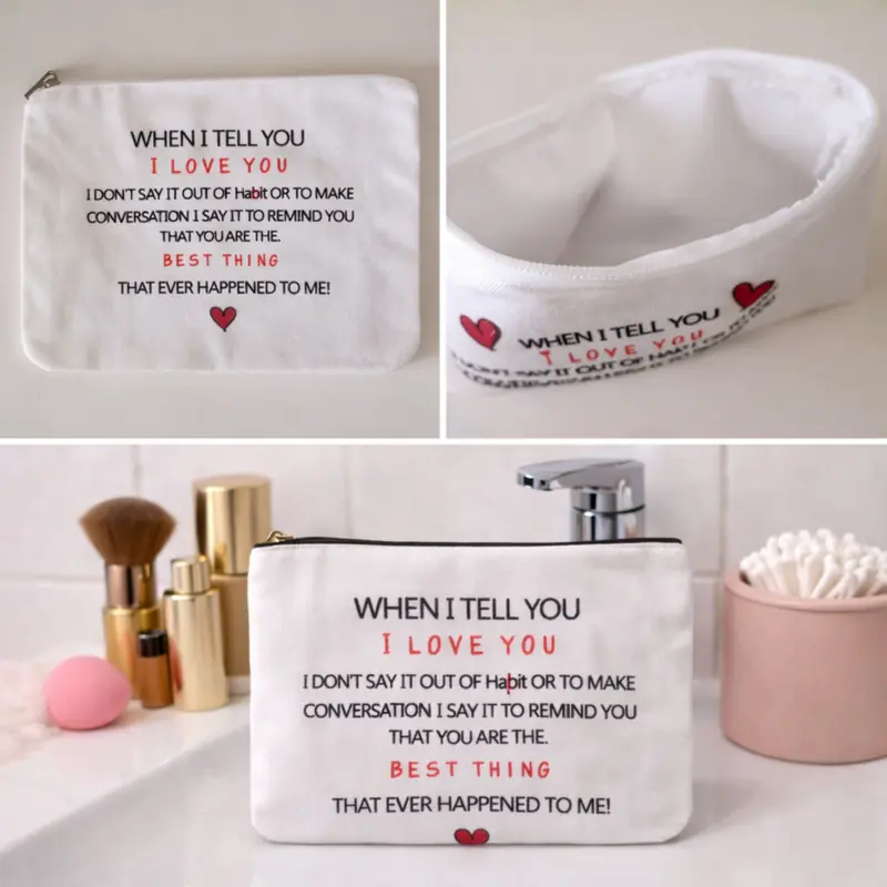 Pochette When I Tell You I Love You con Zip | Beauty Case con Messaggio d’Amore | Ti Amo, Migliori cose e cuoricini - immagine 4