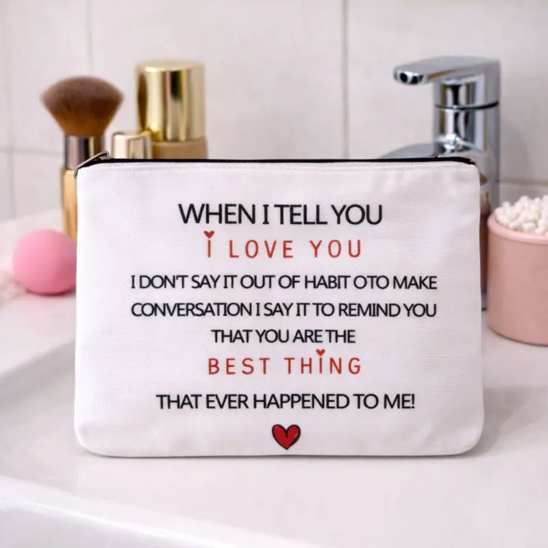 Pochette When I Tell You I Love You con Zip | Beauty Case con Messaggio d’Amore | Ti Amo, Migliori cose e cuoricini