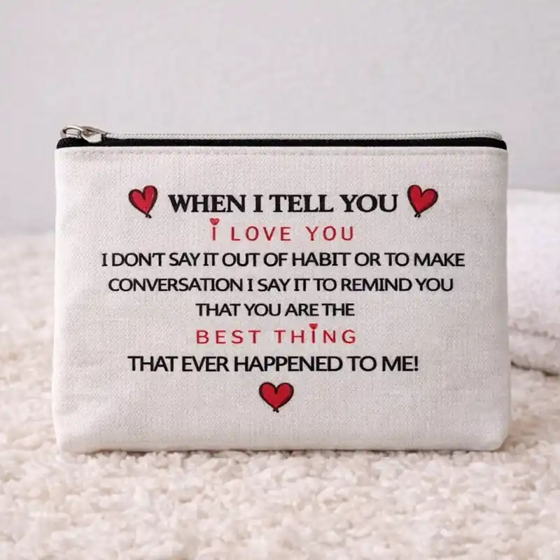 Pochette When I Tell You I Love You con Zip | Beauty Case con Messaggio d’Amore | Ti Amo, Migliori cose e cuoricini - immagine 2