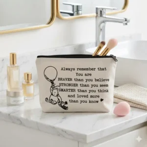 Pochette Beige con Scritta Motivazionale | Beauty Case | Ricorda sempre che sei...messaggio di incoraggiamento