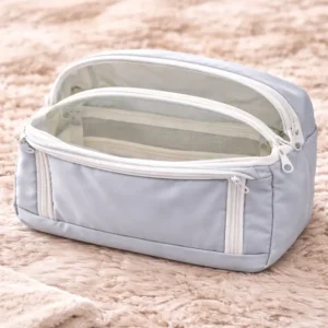 Beauty Case Celeste con Scomparti e Zip | Pochette Donna | Trousse da viaggio, per trucchi e organizer da borsa