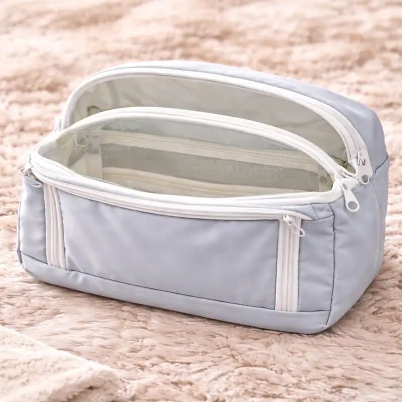 Beauty Case Celeste con Scomparti e Zip | Pochette Donna | Trousse da viaggio, per trucchi e organizer da borsa