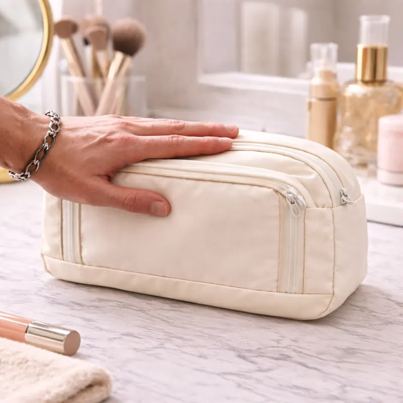 Beauty Case giallo con Doppio Scomparto e Zip | borsa da toilette, trousse da viaggio o organizer beauty - immagine 3