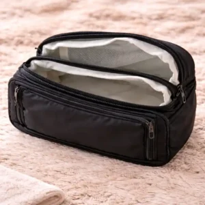 Beauty Case Nero con Doppio Scomparto e Zip | Borsa da make up, prodotti skincare e piccoli accessori personali