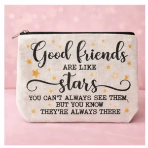 Pochette Good Friends Are Like Stars con Zip | Beauty Case con Dedica Amicizia | I buoni amici sono come le stelle