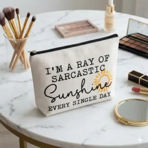Pochette Sarcastic Sunshine con Zip | Beauty Case Ironico con Scritta sono un raggio di sole ogni singolo giorno