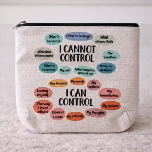 Pochette I Can Control con Zip | Beauty Case con Messaggio Motivazionale per benessere mentale ed emotivo