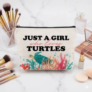 Pochette Just a Girl Who Loves Turtles con Zip | Beauty Case idea regalo per donne che amano le tartarughe
