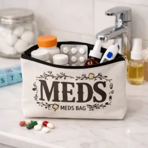 Pochette MEDS BAG Bianca con Zip | Beauty Case Organizer Farmaci pratico per tenere tutto in un unico posto