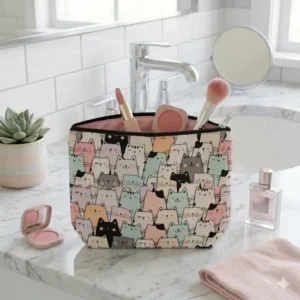 Pochette con teneri gattini e Zip | Beauty Case con gatti multicolore color pastello | Idea regalo per amanti dei gatti